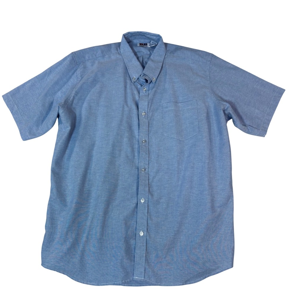 RIFLE KAYNEE Mens XL Blue Short Sleeve Button Down Shirt NexPander Oxford